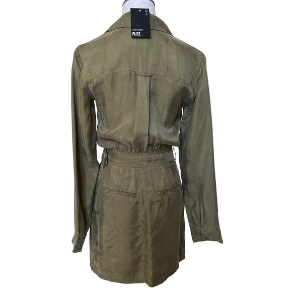 Paige NWT Dyanne Shirt Dress in Dark Olive Green XS - Picture 5 of 10
